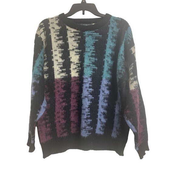 Vintage Saturdays M 1986 Wool Patchwork Crew Neck Pullover Sweater - Picture 1 of 8